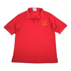 Vintage 1980s California Short Sleeve Polo Shirt Size Large Red Single Stitch L